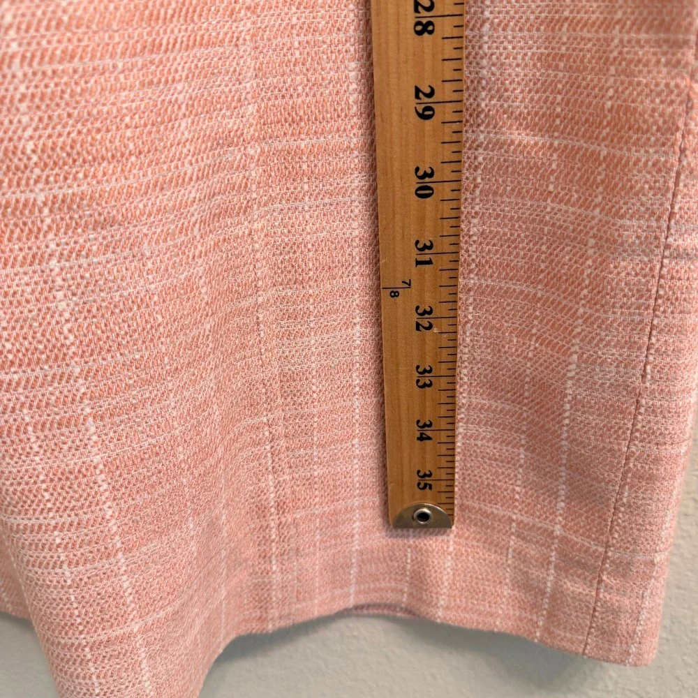 Tory Burch Tweed Sheath Dress Sleeveless Square Neck Size 10 Coral Pink